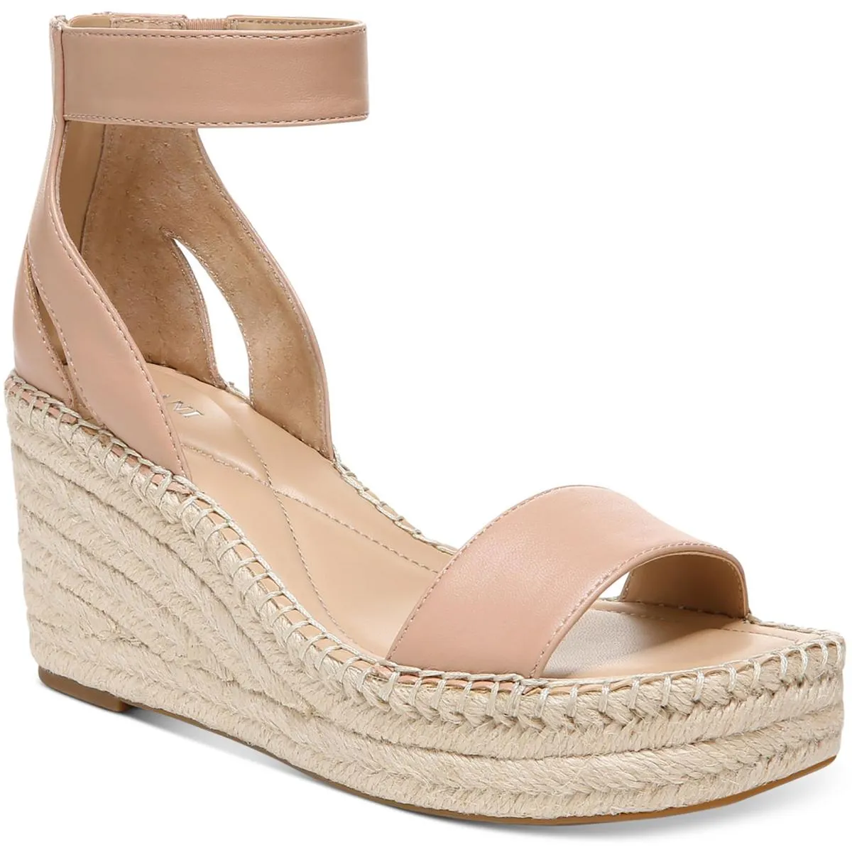 Alfani Womens Cohjo Faux Leather Padded Insole Wedge Sandals