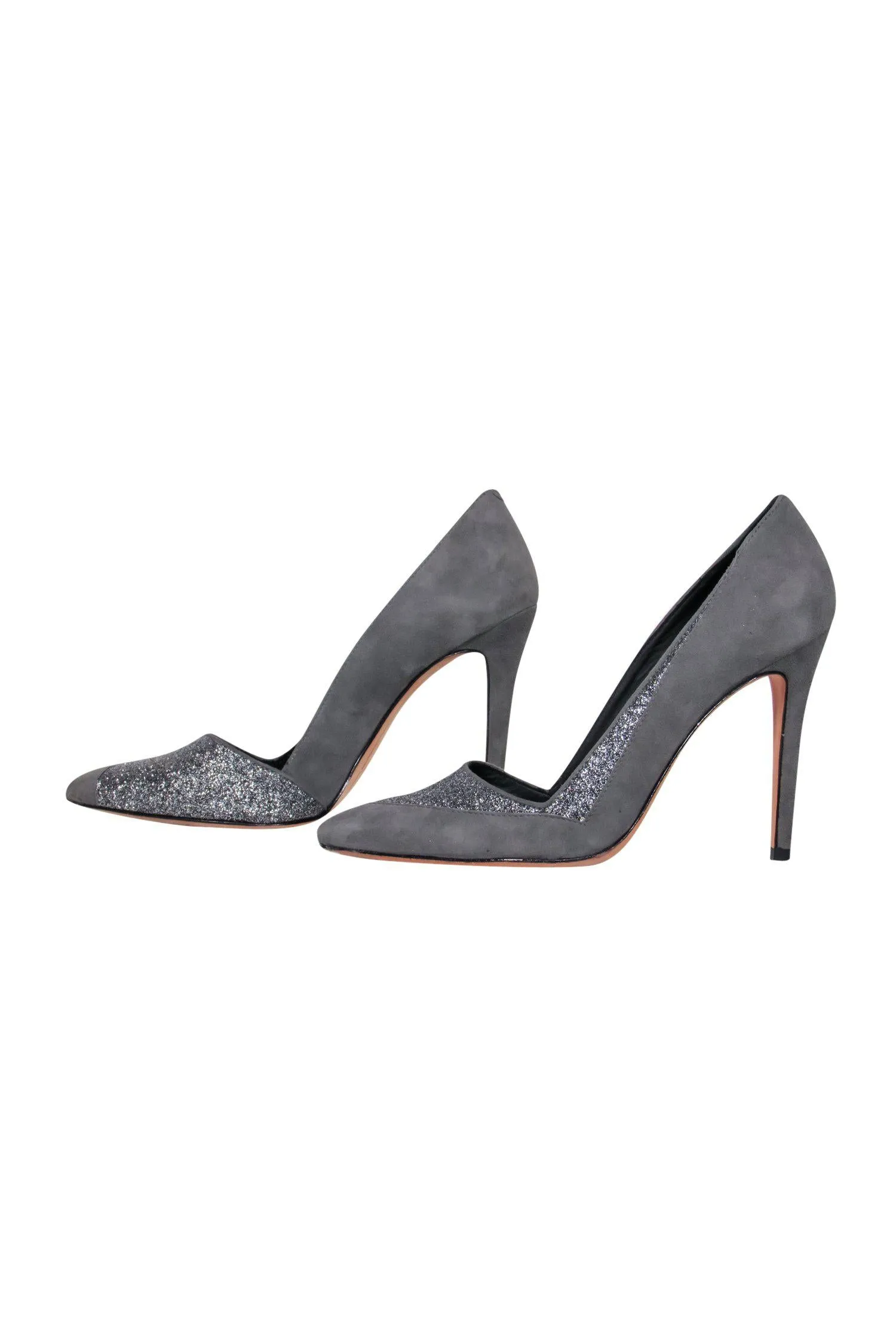 Alice & Olivia - Grey Suede & Sparkly Pointed Toe Pumps Sz 8.5