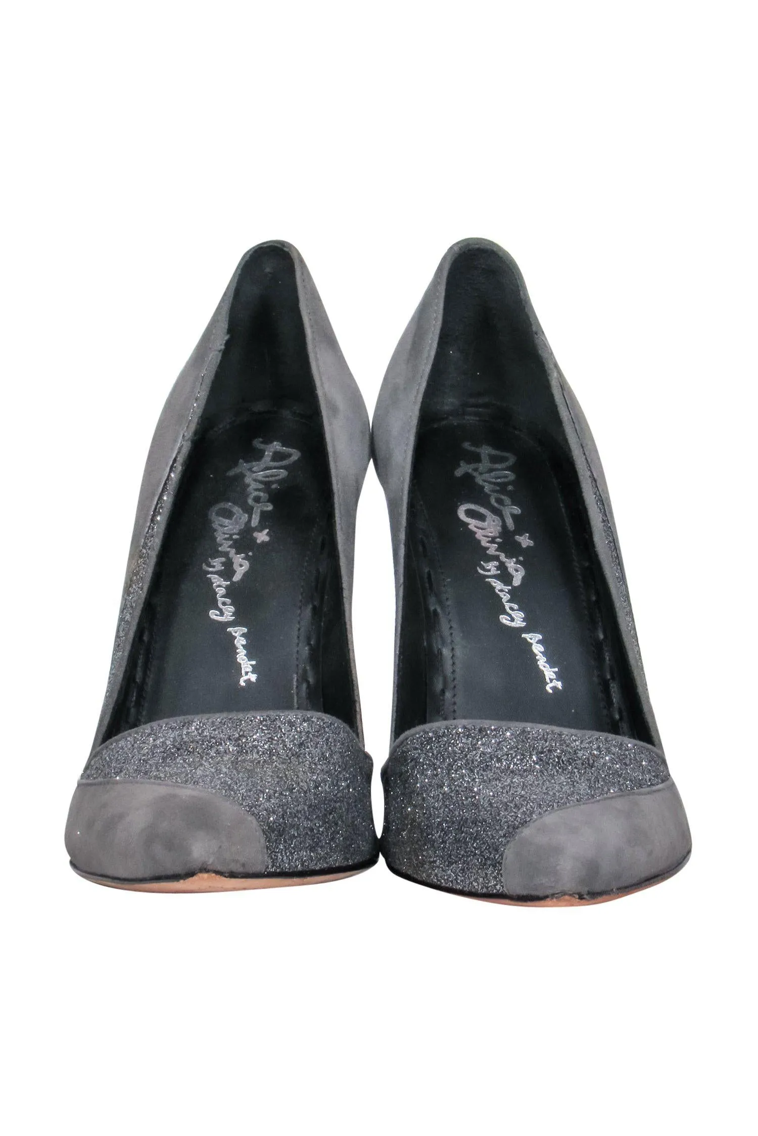Alice & Olivia - Grey Suede & Sparkly Pointed Toe Pumps Sz 8.5