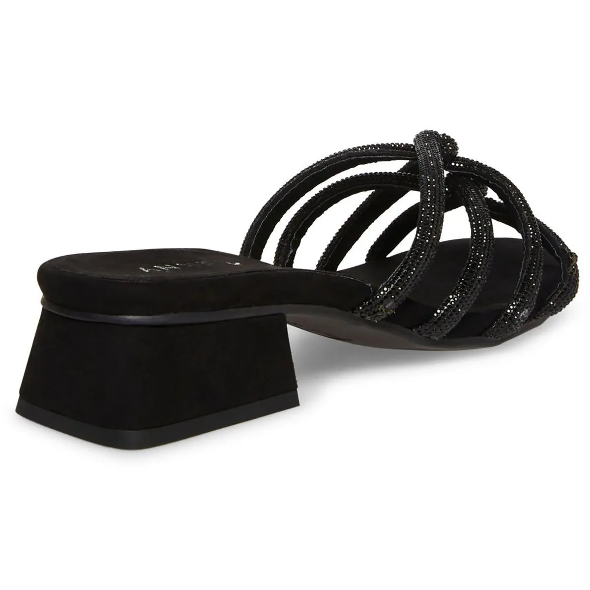 Anne Klein Womens Nikole Faux Leather Rhinestone Slide Sandals