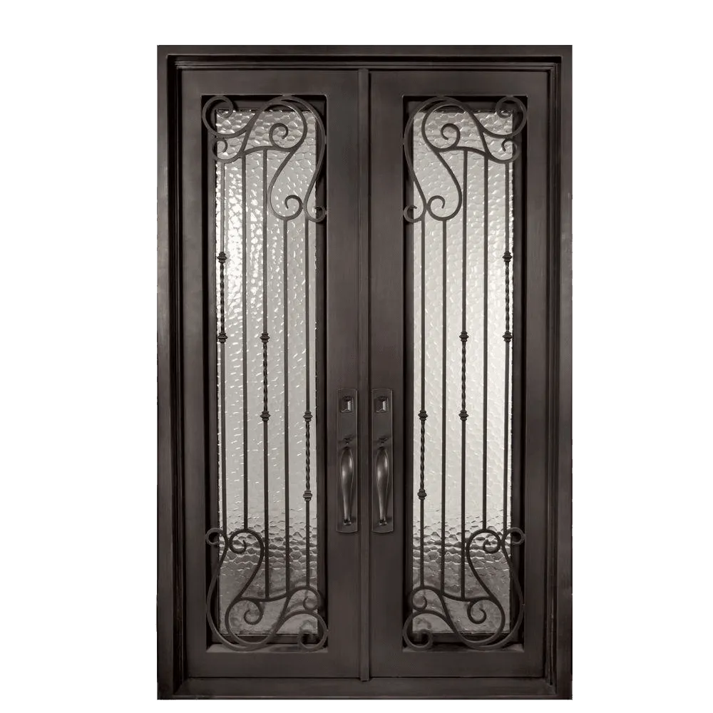 Armonia Classic Full Lite Painted Heavy Bronze Decorative Wrought Iron Prehung Front Door