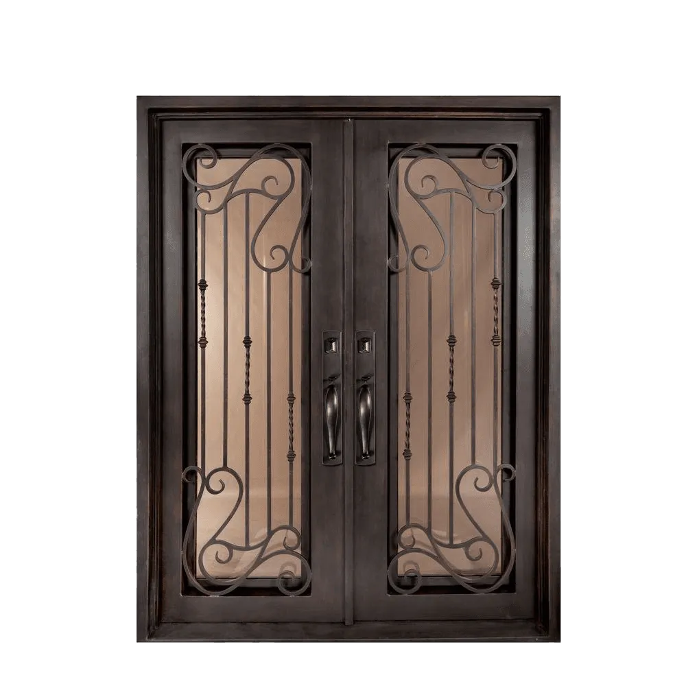 Armonia Classic Full Lite Painted Heavy Bronze Decorative Wrought Iron Prehung Front Door