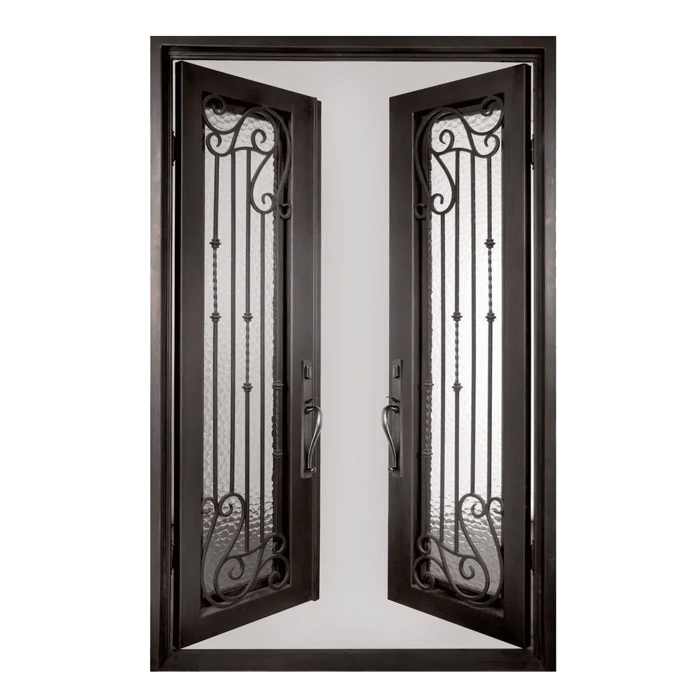Armonia Classic Full Lite Painted Heavy Bronze Decorative Wrought Iron Prehung Front Door