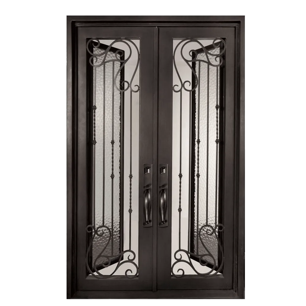 Armonia Classic Full Lite Painted Heavy Bronze Decorative Wrought Iron Prehung Front Door