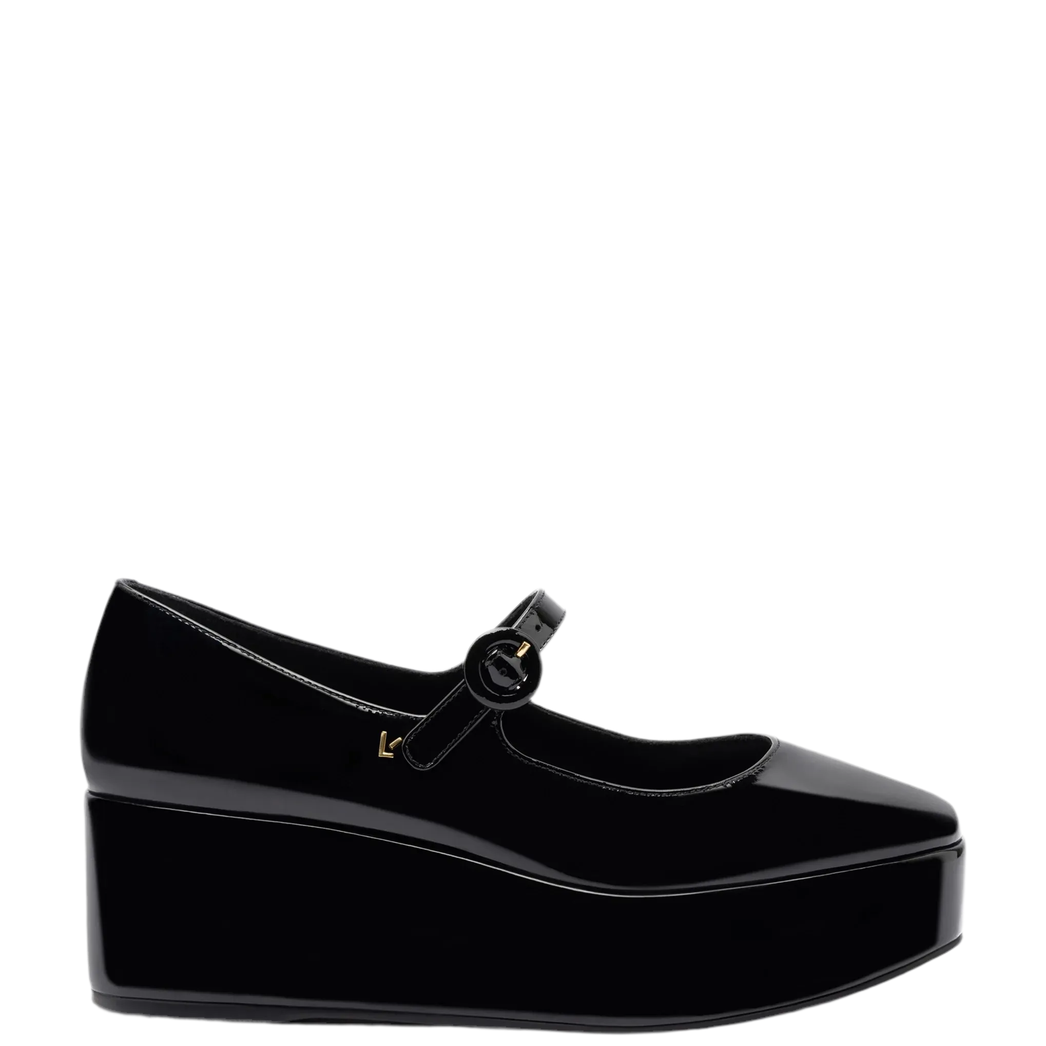 Blair Flatform In Black Patent Leather by Larroudé