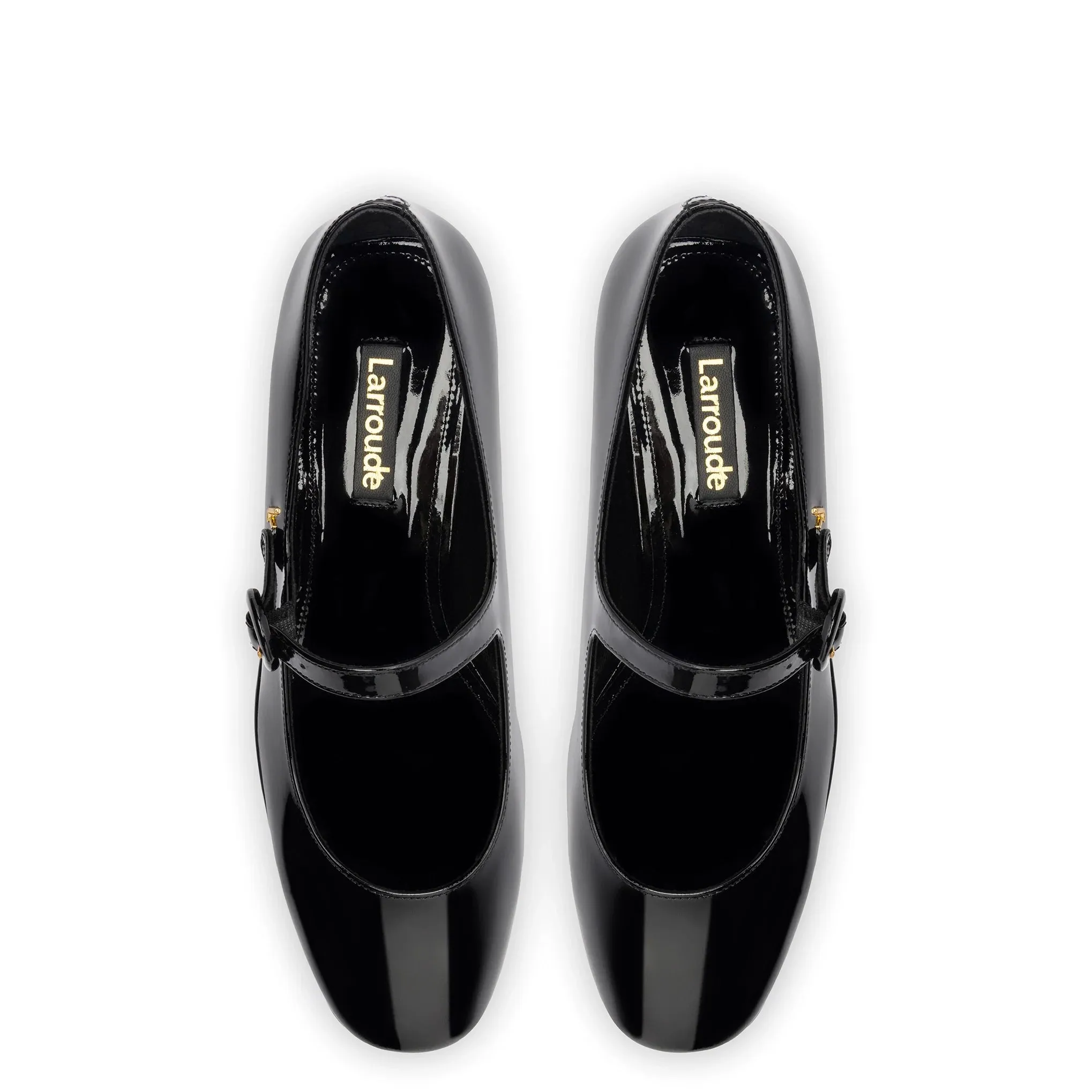 Blair Flatform In Black Patent Leather by Larroudé