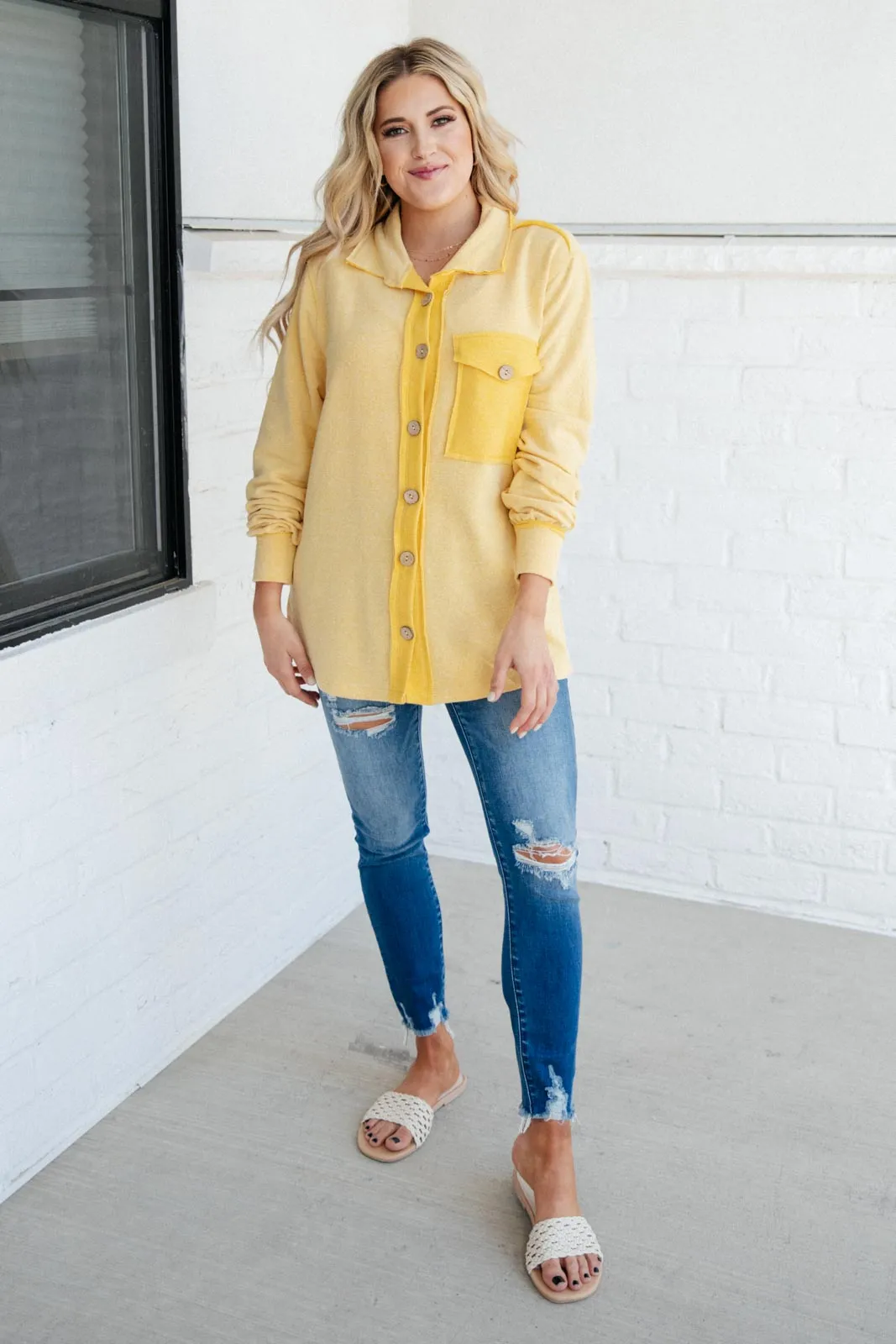 Borrowed From My Boyfriend Jacket in Yellow- 8/5/2021