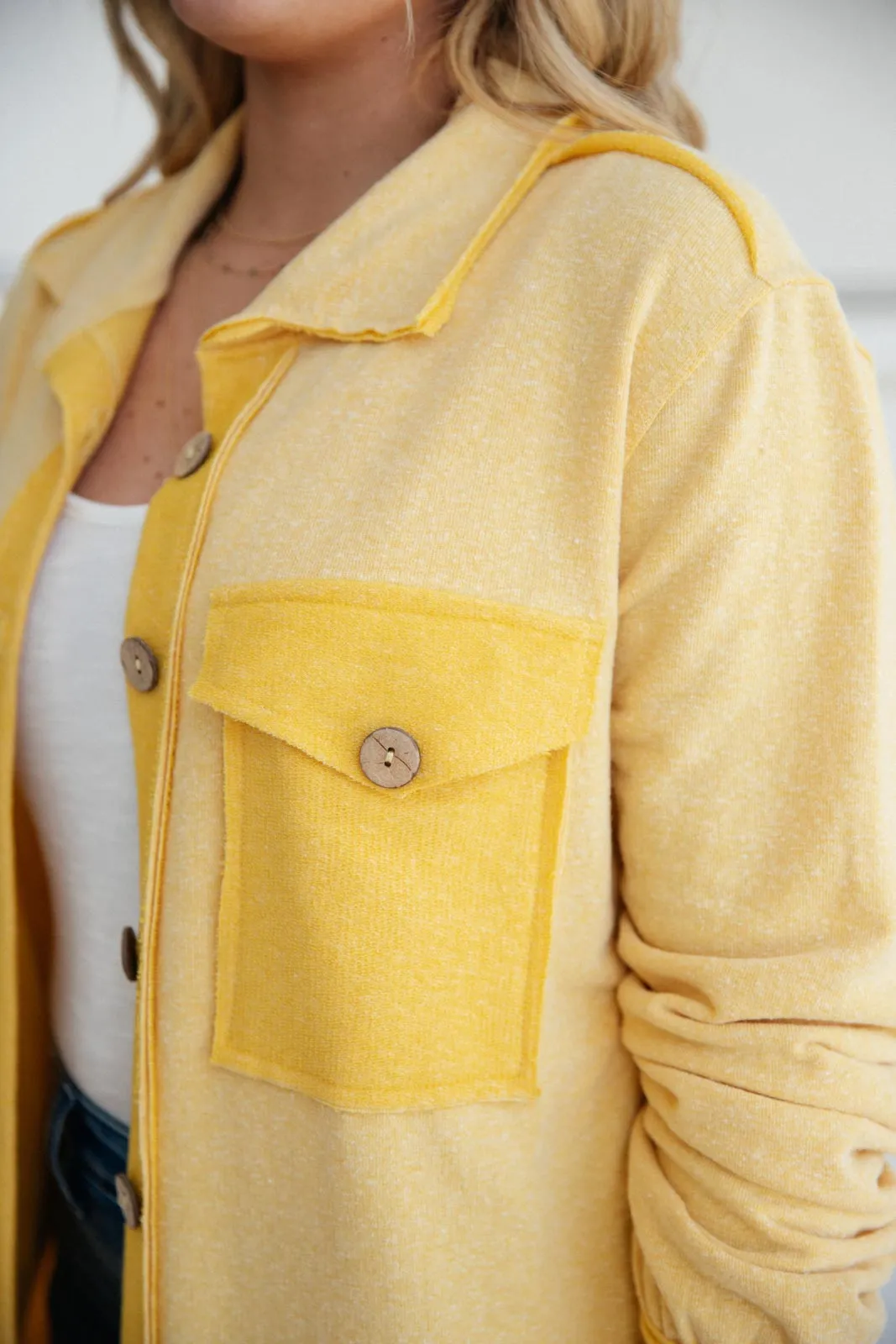 Borrowed From My Boyfriend Jacket in Yellow- 8/5/2021
