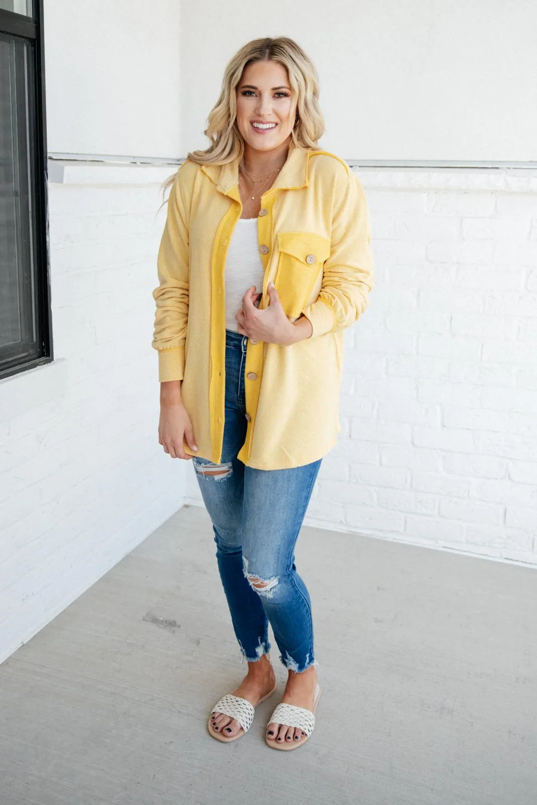Borrowed From My Boyfriend Jacket in Yellow- 8/5/2021