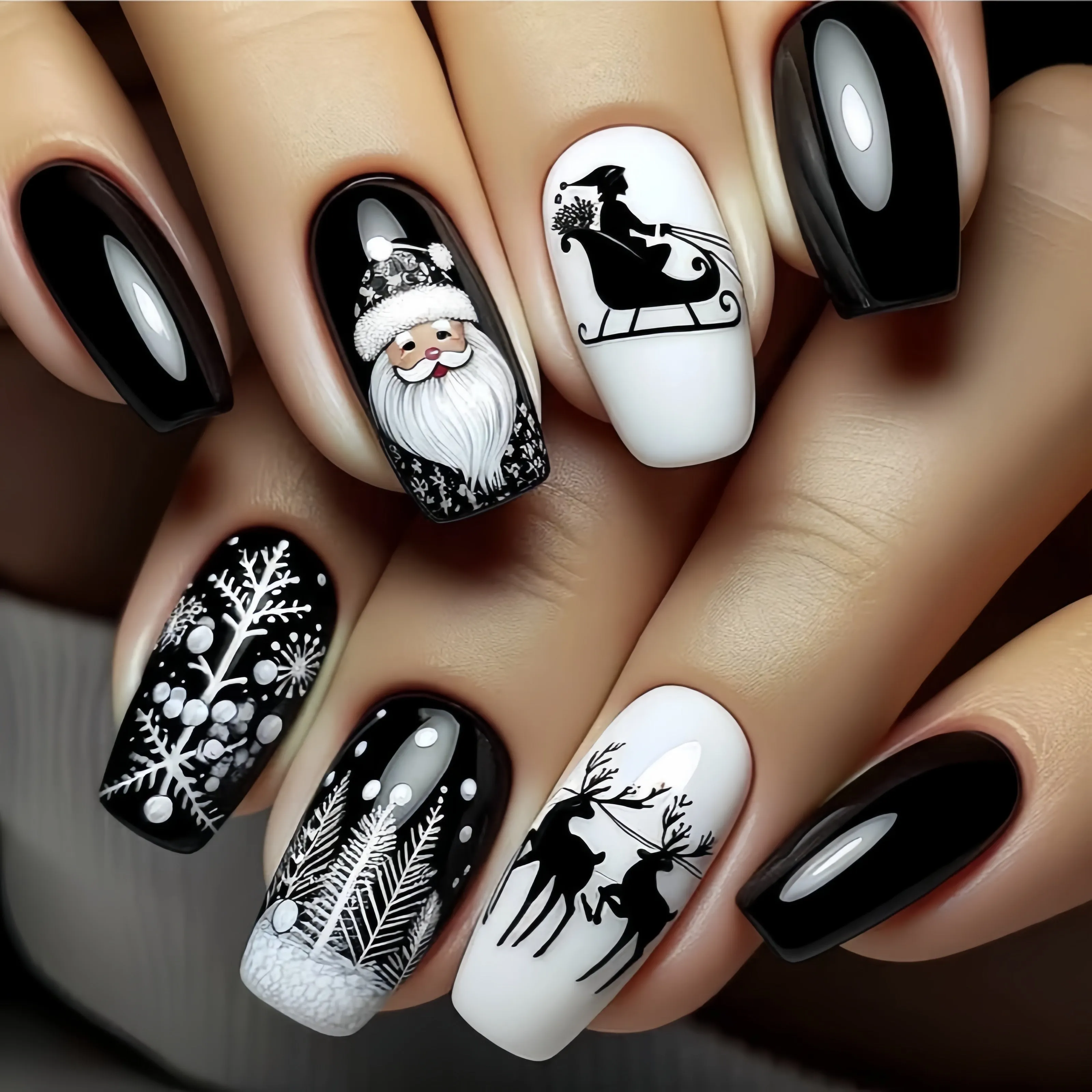 Chic Black Ballet Christmas Nail Decals