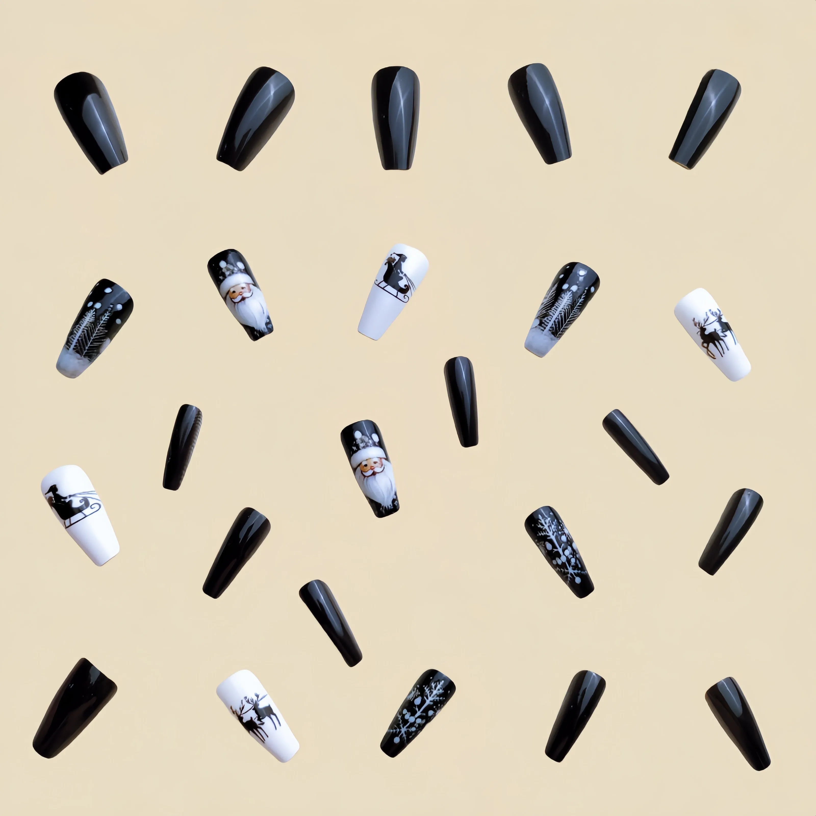 Chic Black Ballet Christmas Nail Decals