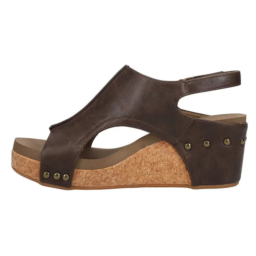 Corkys Women's Carley Wedge Sandal - Chocolate Smooth 30-5316