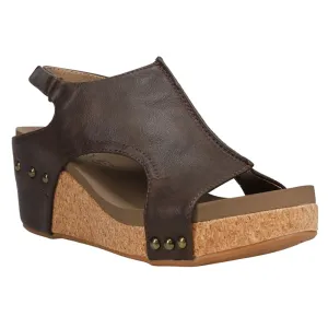 Corkys Women's Carley Wedge Sandal - Chocolate Smooth 30-5316