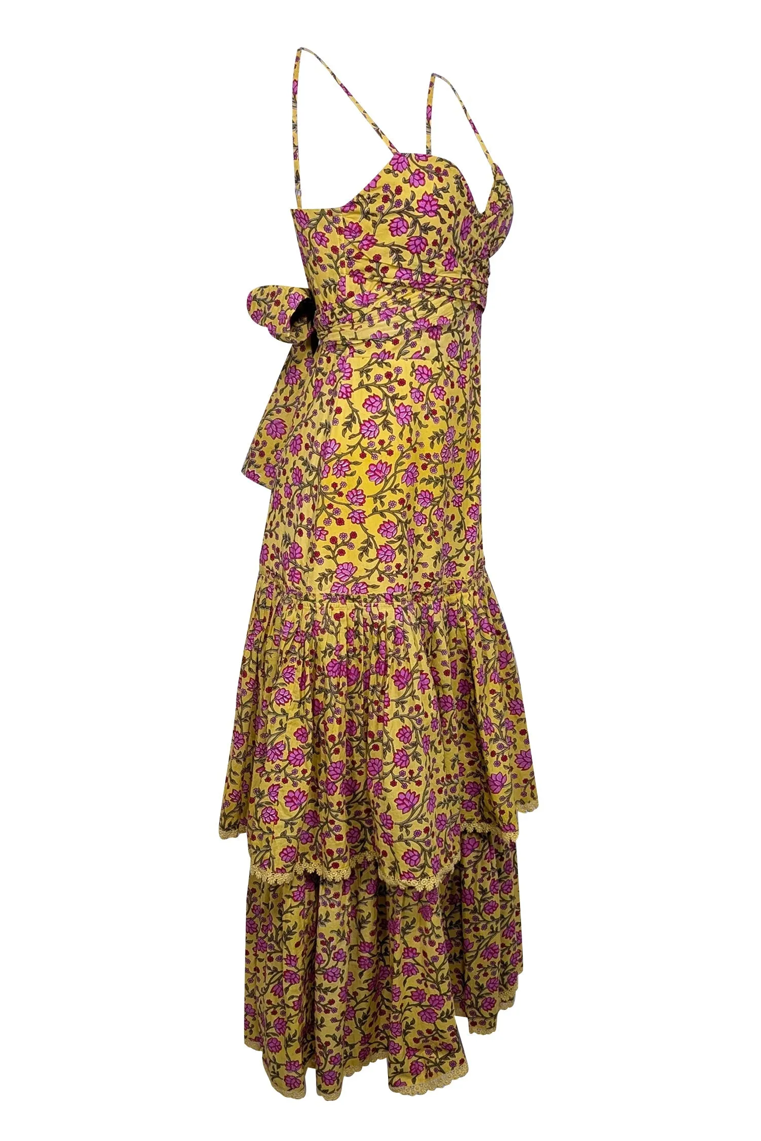 Eddy - Yellow & Pink Floral Sleeveless Maxi Dress Sz 4
