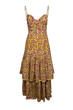 Eddy - Yellow & Pink Floral Sleeveless Maxi Dress Sz 4