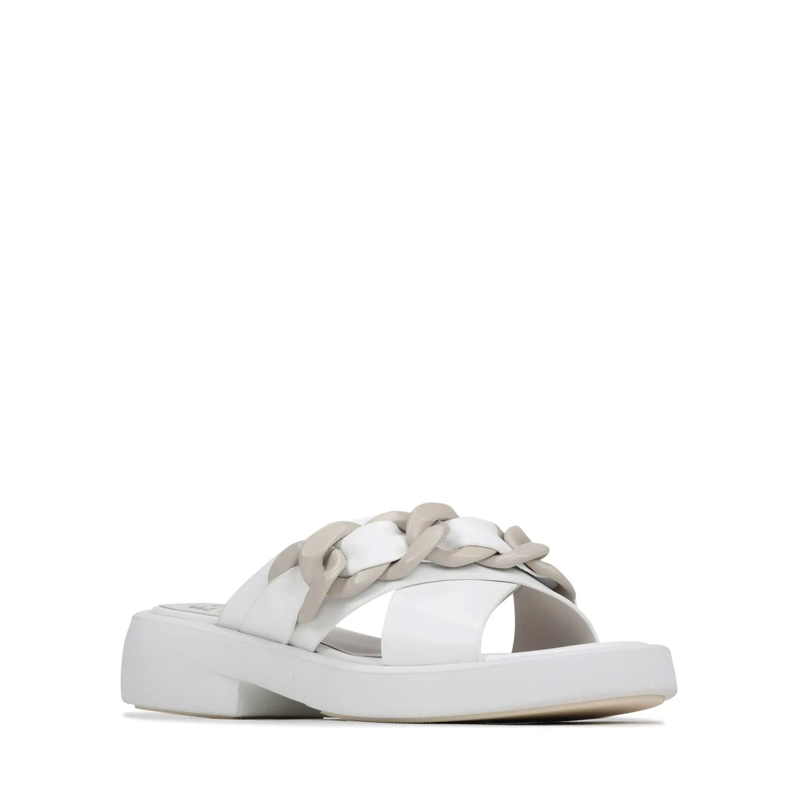 ELEASE LEATHER SLIDE HEEL SANDALS