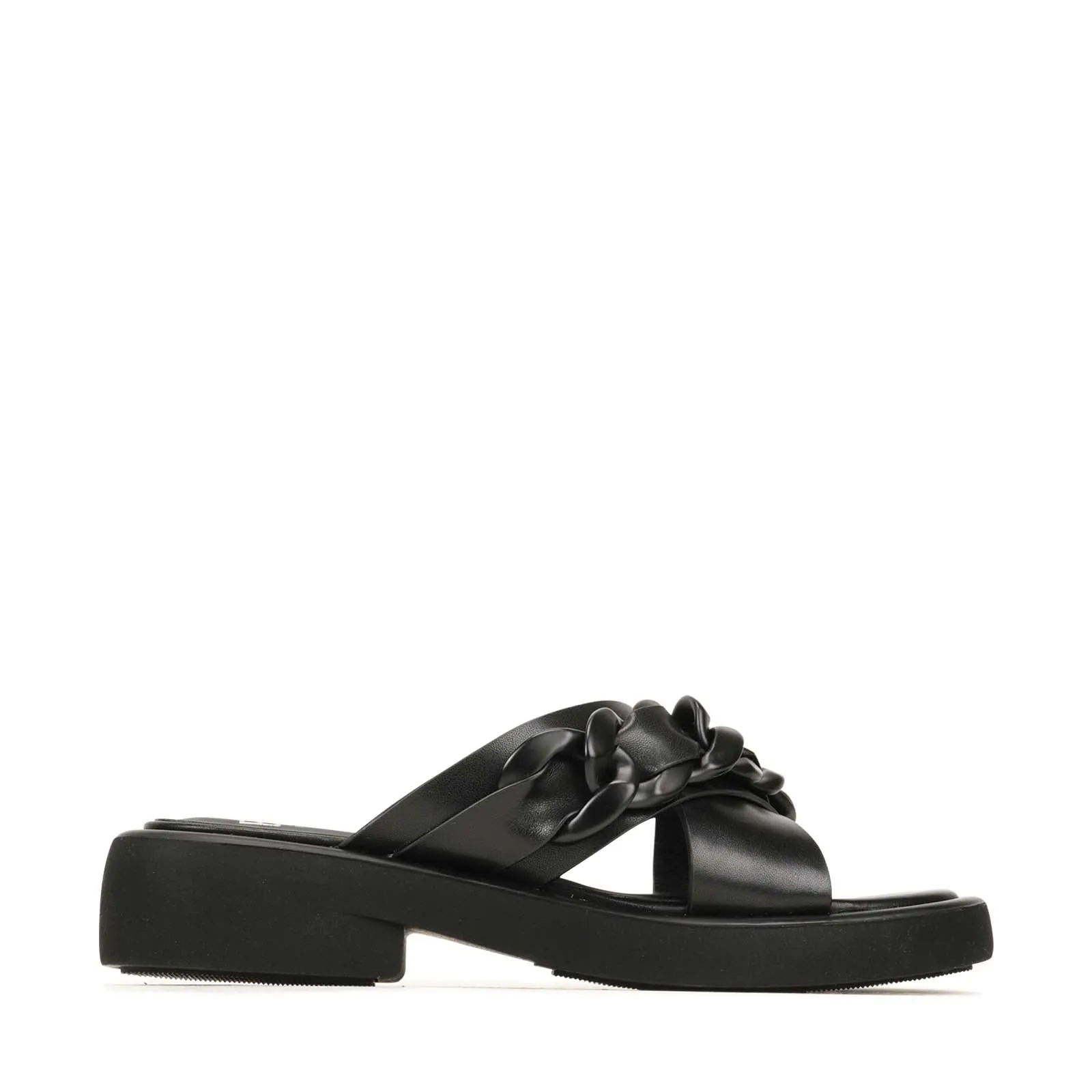 ELEASE LEATHER SLIDE HEEL SANDALS
