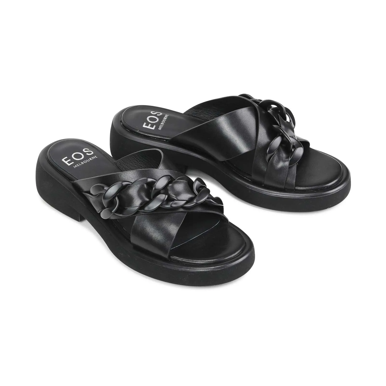 ELEASE LEATHER SLIDE HEEL SANDALS