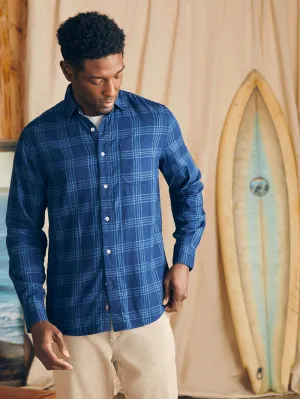 Faherty Sunwashed Chambray Shirt in Navy Night Windowpane