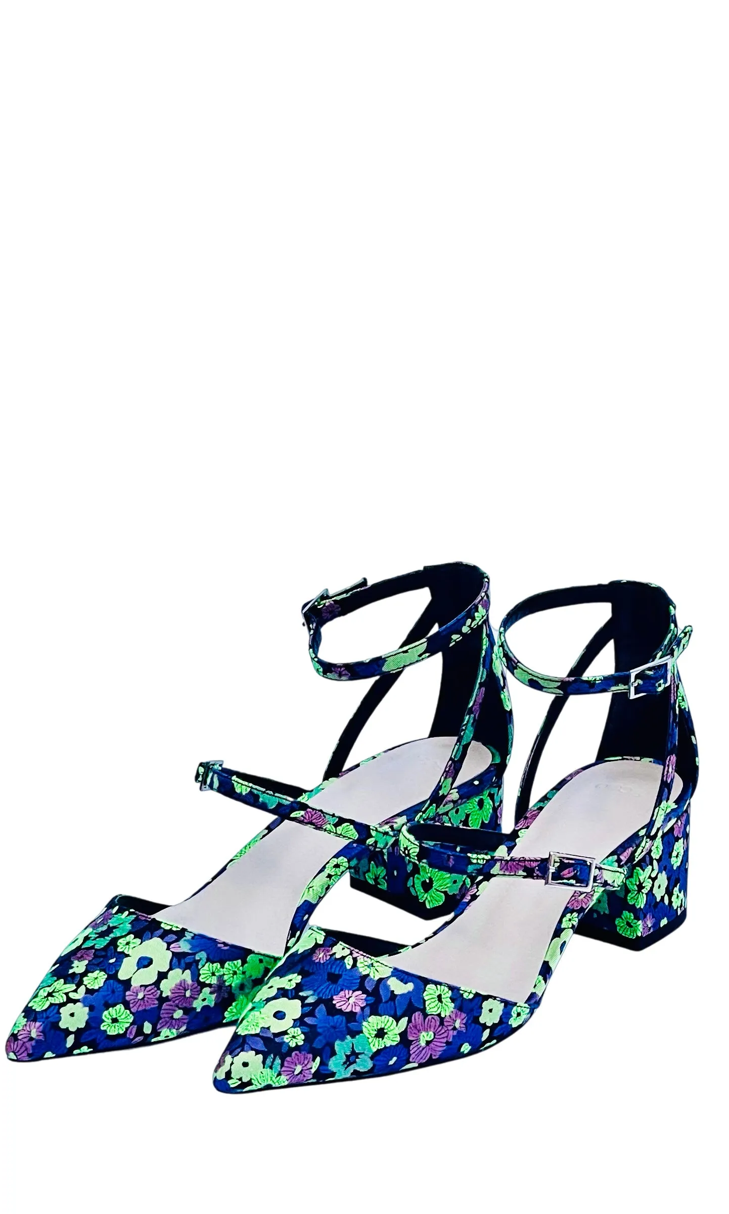 Floral Jacquard Midi Heels