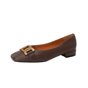 FY Zoe Nude Flats with Metallic Buckle