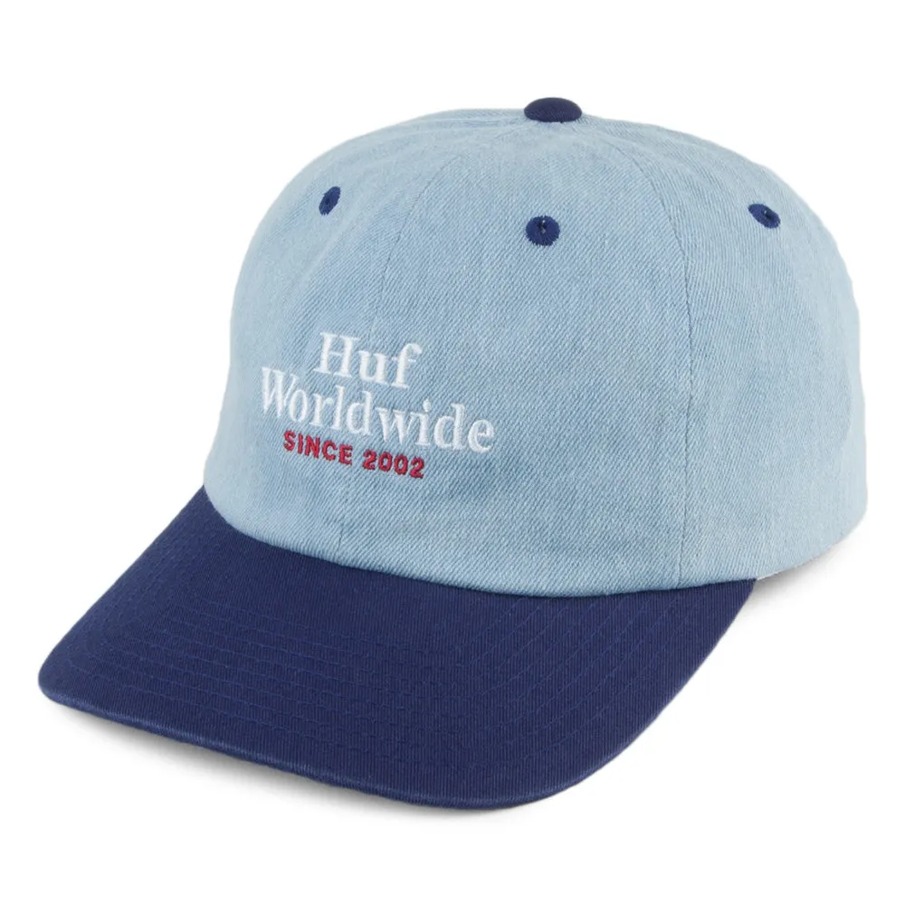 HUF Worldwide Denim 6 Panel Baseball Cap - Denim