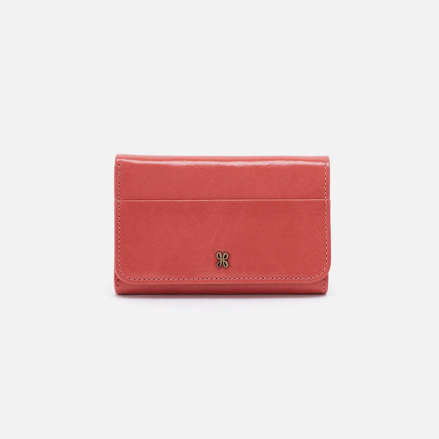 Jill Trifold Wallet in Polished Leather - Cherry Blossom