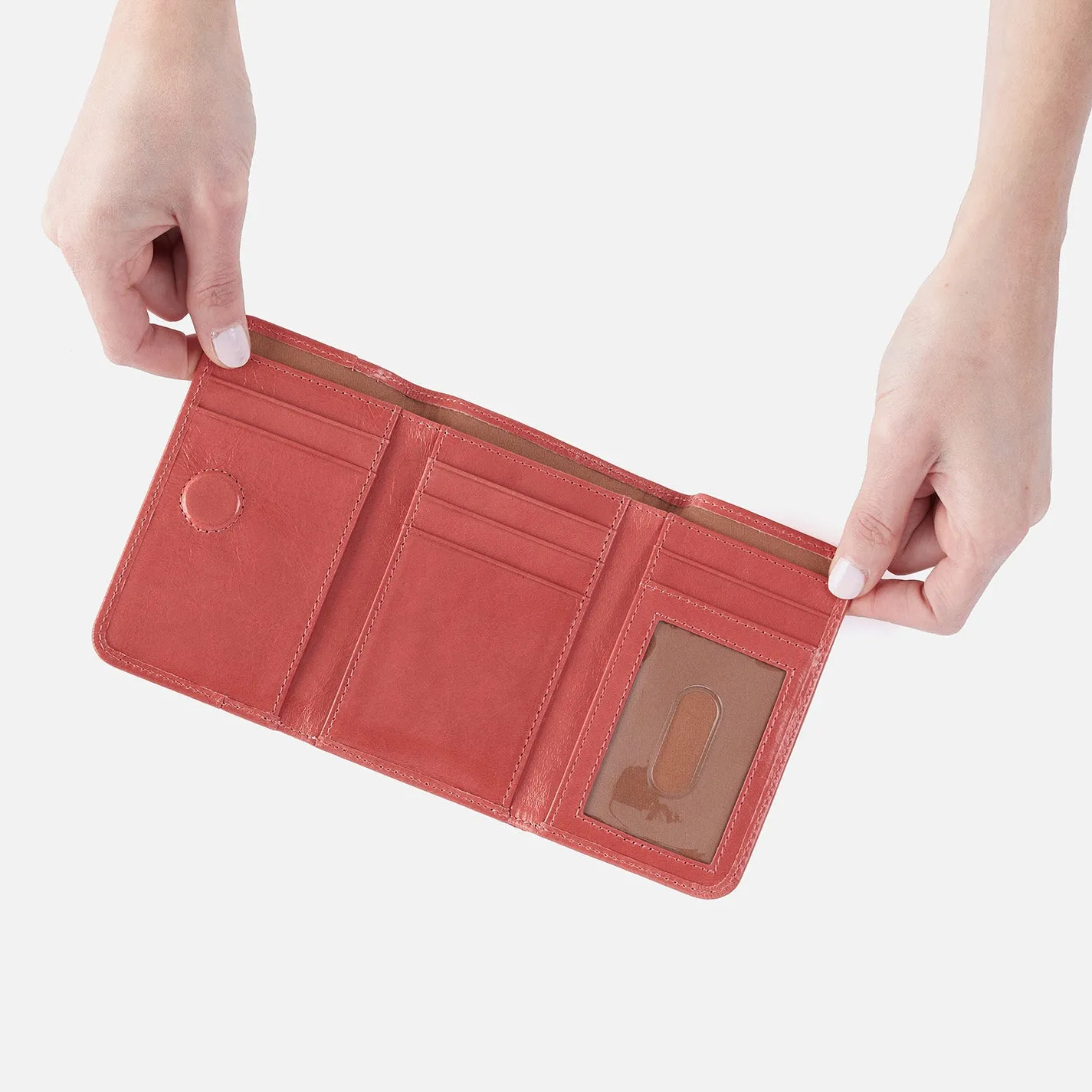 Jill Trifold Wallet in Polished Leather - Cherry Blossom