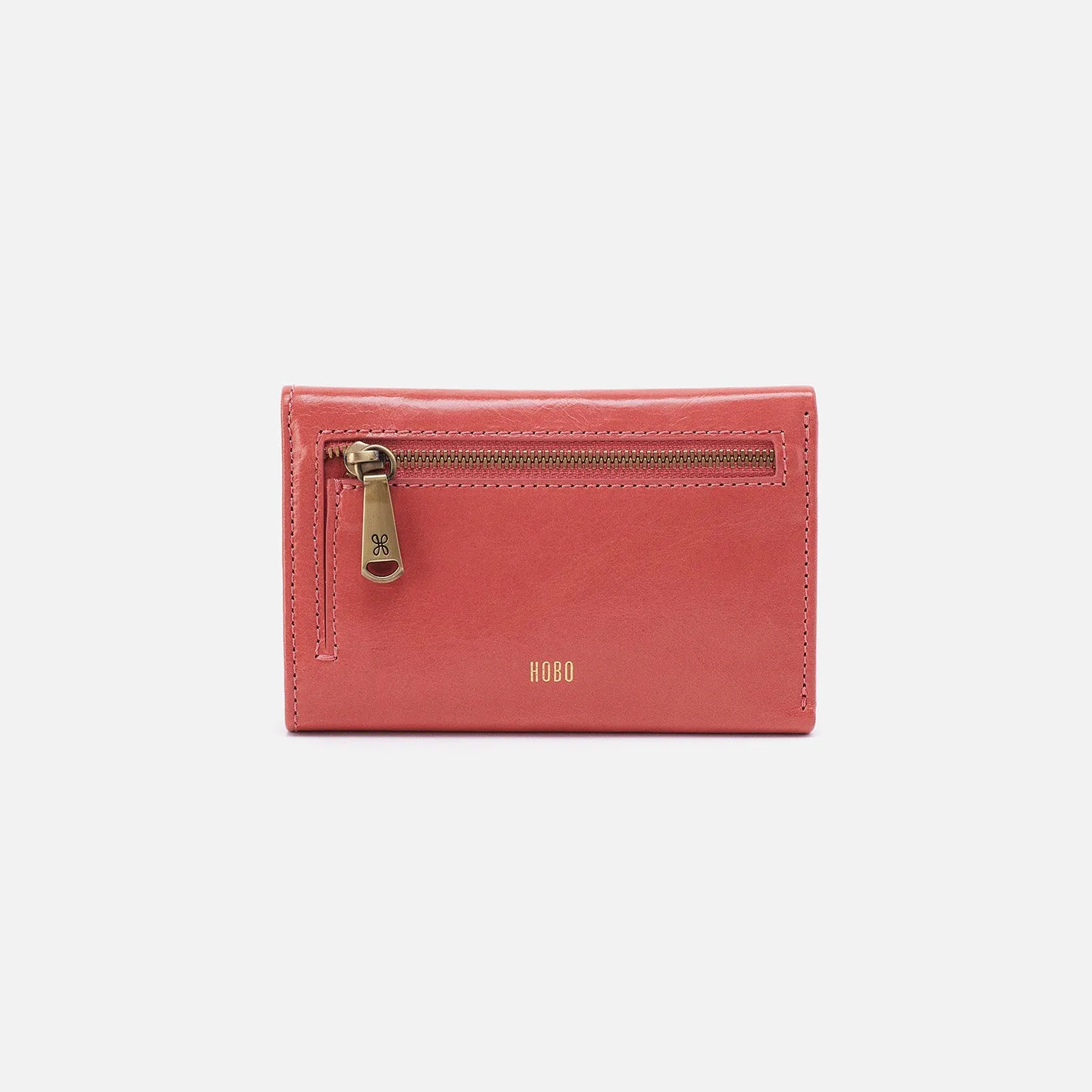 Jill Trifold Wallet in Polished Leather - Cherry Blossom