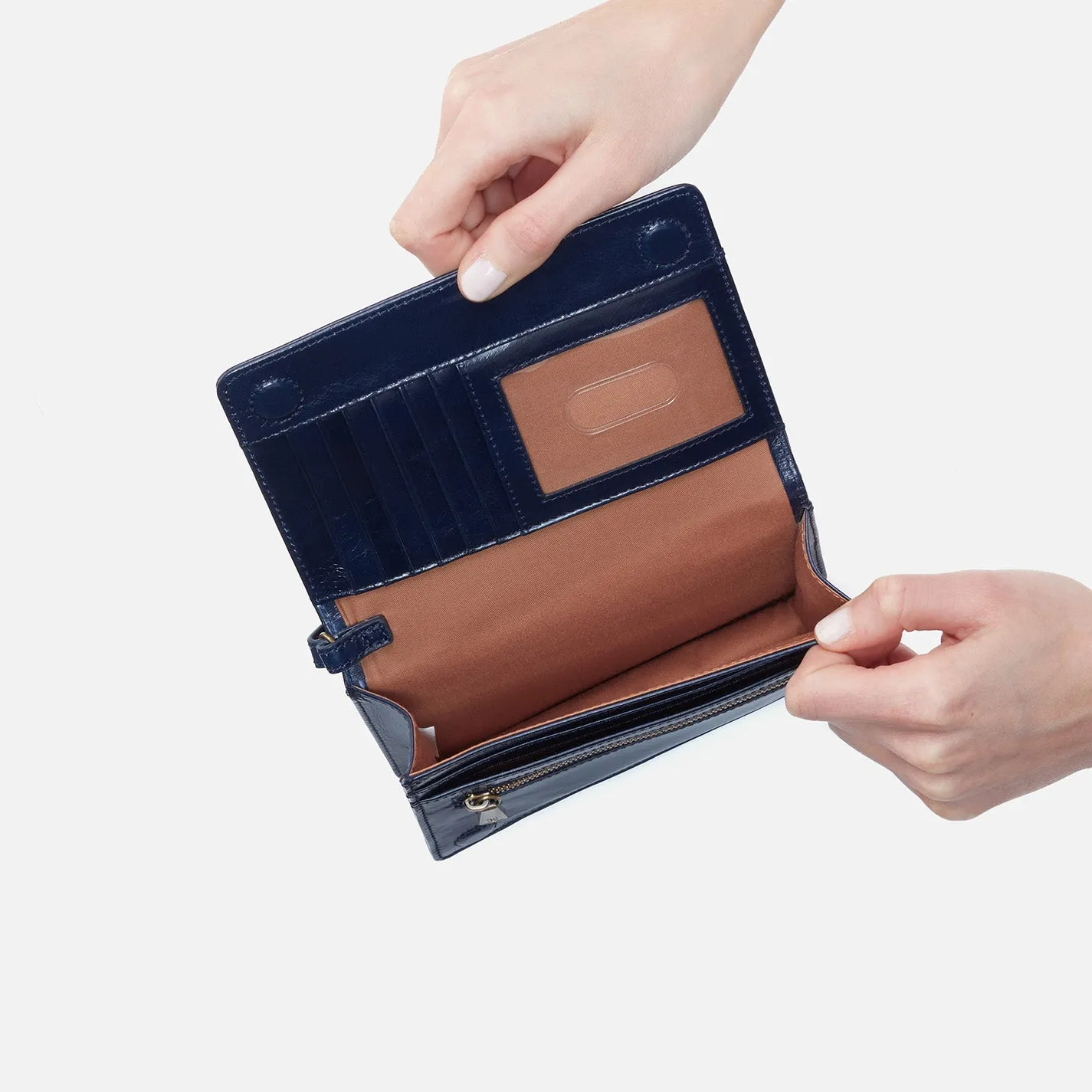 Jill Wristlet in Polished Leather - Nightshade
