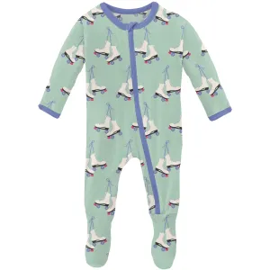 Kickee Pants Bamboo Footie with Zipper - Pistachio Roller Skates