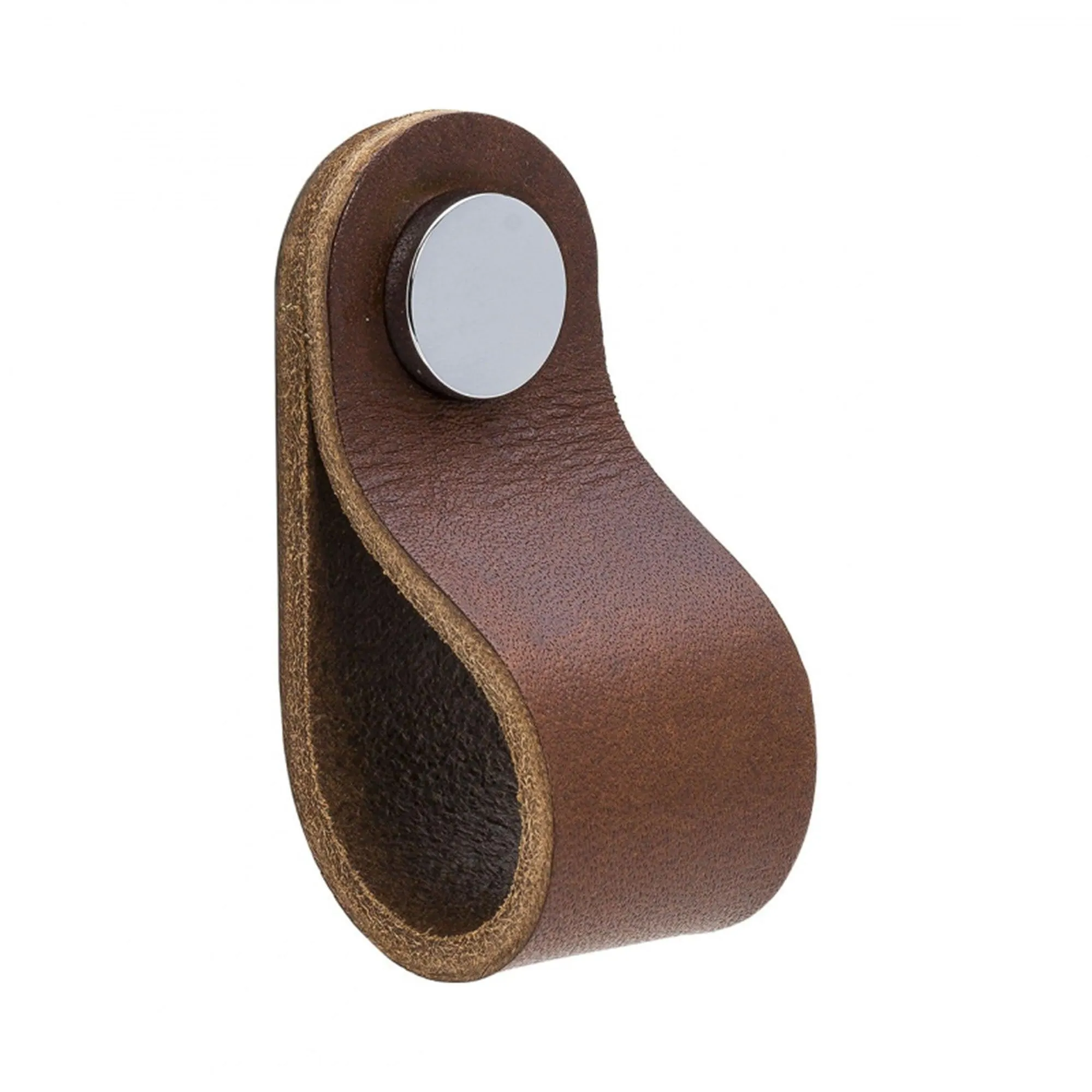 Knob Loop | Round | 6.5cm | Brown Leather