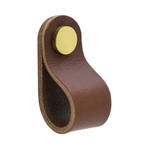 Knob Loop | Round | 6.5cm | Brown Leather