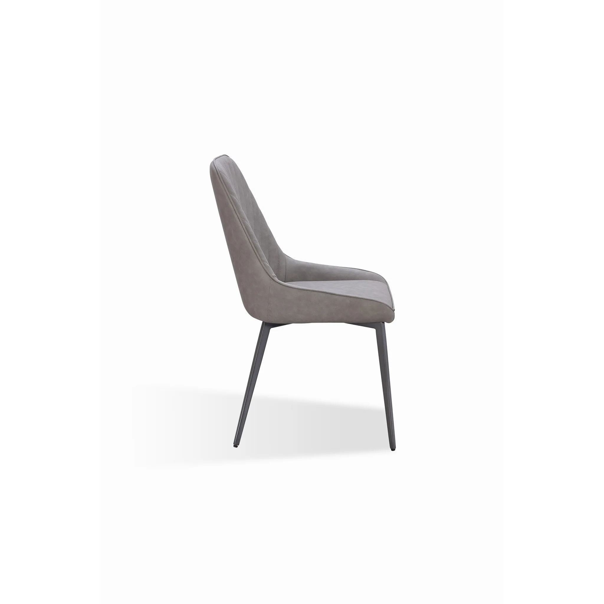 Lucia Metal Leg Upholstered Dining Chair in Anchor Gray Synthetic Leather and Gunmetal