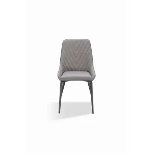 Lucia Metal Leg Upholstered Dining Chair in Anchor Gray Synthetic Leather and Gunmetal