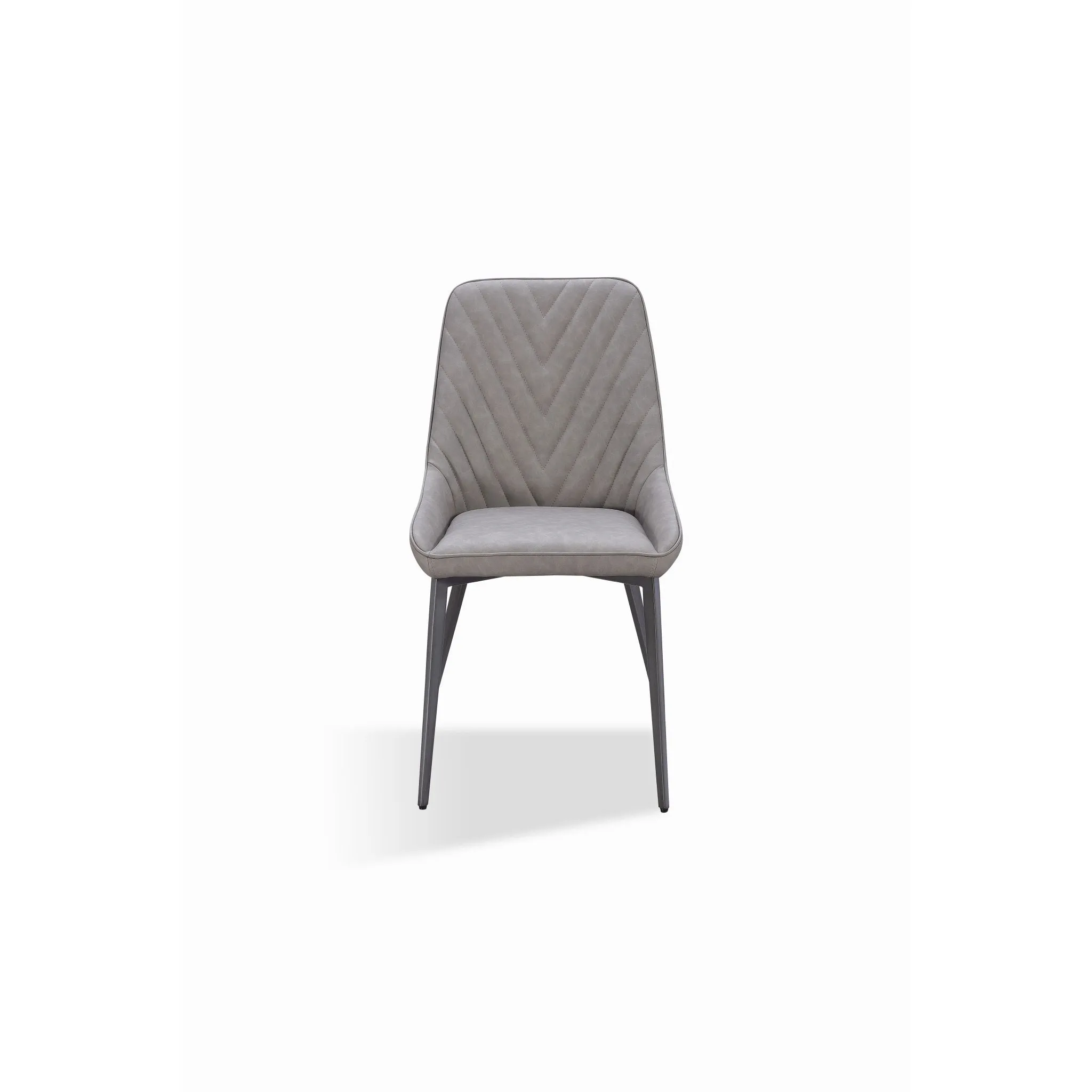 Lucia Metal Leg Upholstered Dining Chair in Anchor Gray Synthetic Leather and Gunmetal