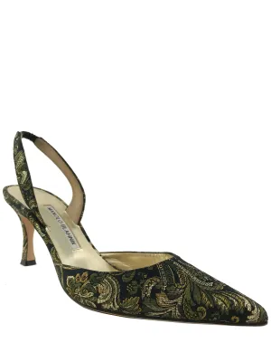 Manolo Blahnik Jacquard Carolyne Slingback Pump Size 9.5
