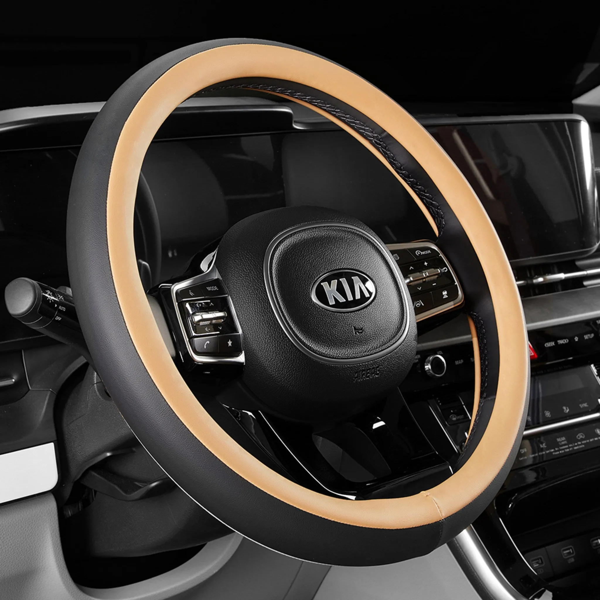 Mayton Real Two-Tone Car Leather Steering Wheel Cover - 🏆 #2 - Automotive Accessories - Best of December