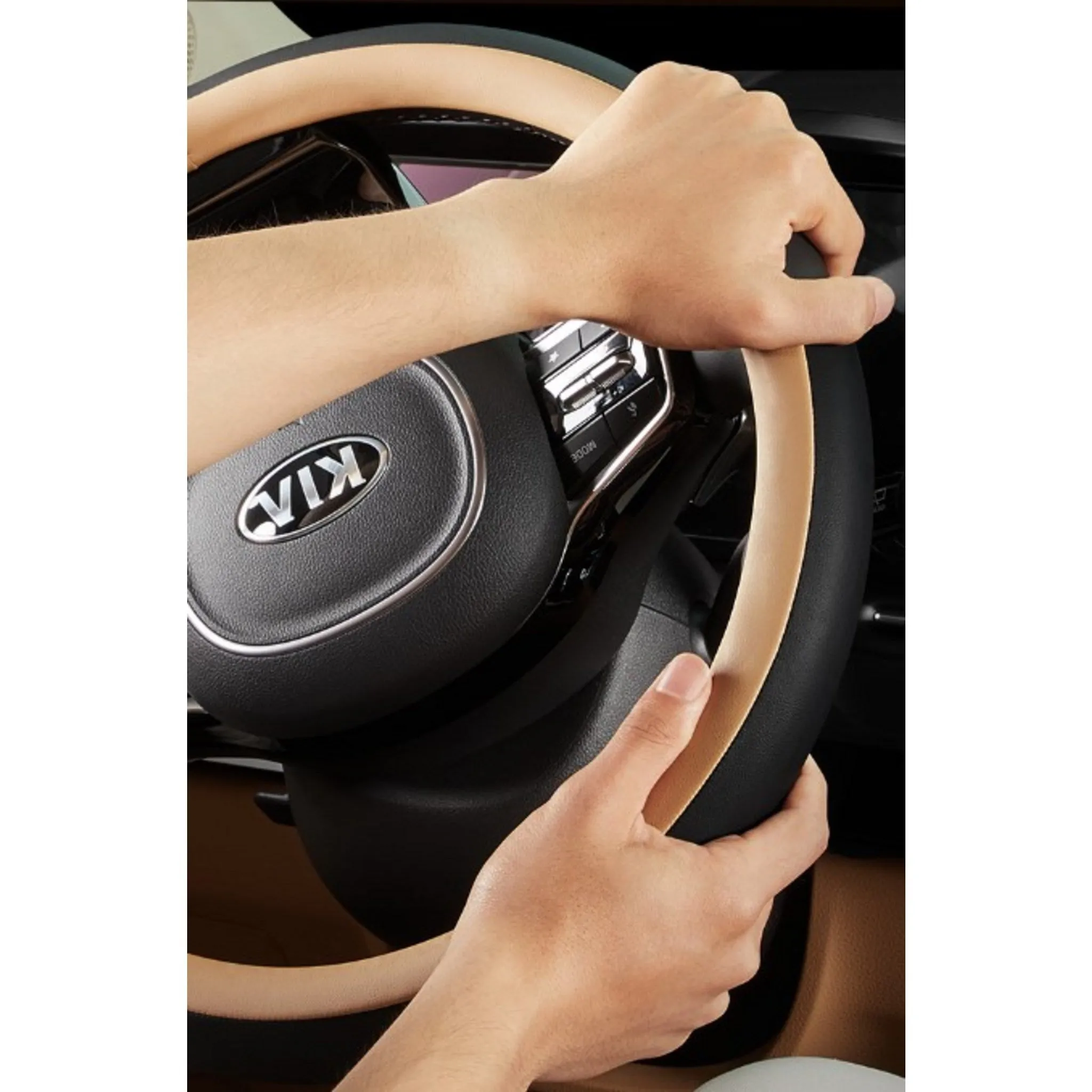 Mayton Real Two-Tone Car Leather Steering Wheel Cover - 🏆 #2 - Automotive Accessories - Best of December