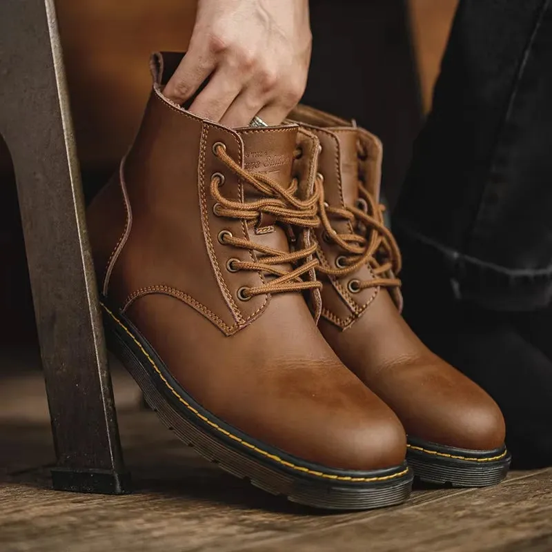 Modern Men Leather Boots Comfortable Winter Warm Shoese Men Ankle Boots