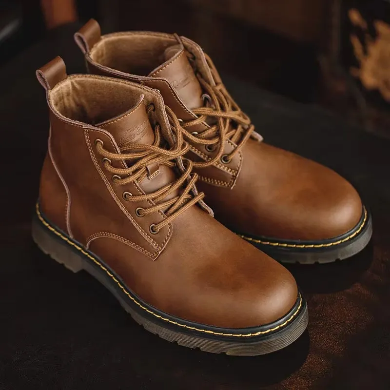 Modern Men Leather Boots Comfortable Winter Warm Shoese Men Ankle Boots
