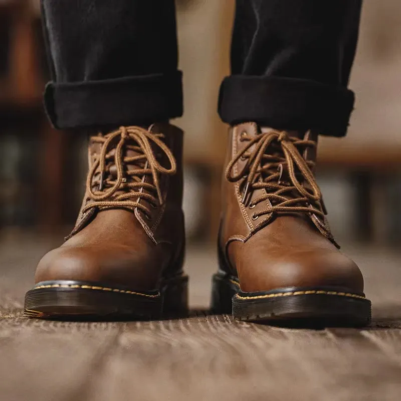 Modern Men Leather Boots Comfortable Winter Warm Shoese Men Ankle Boots