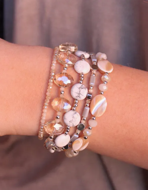 Multi-Strand Stone/Mother of Pearl Bracelet
