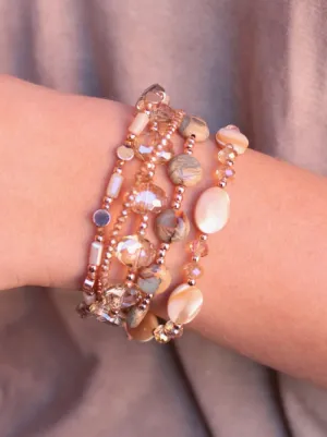 Multi-Strand Stone/Mother of Pearl Bracelet