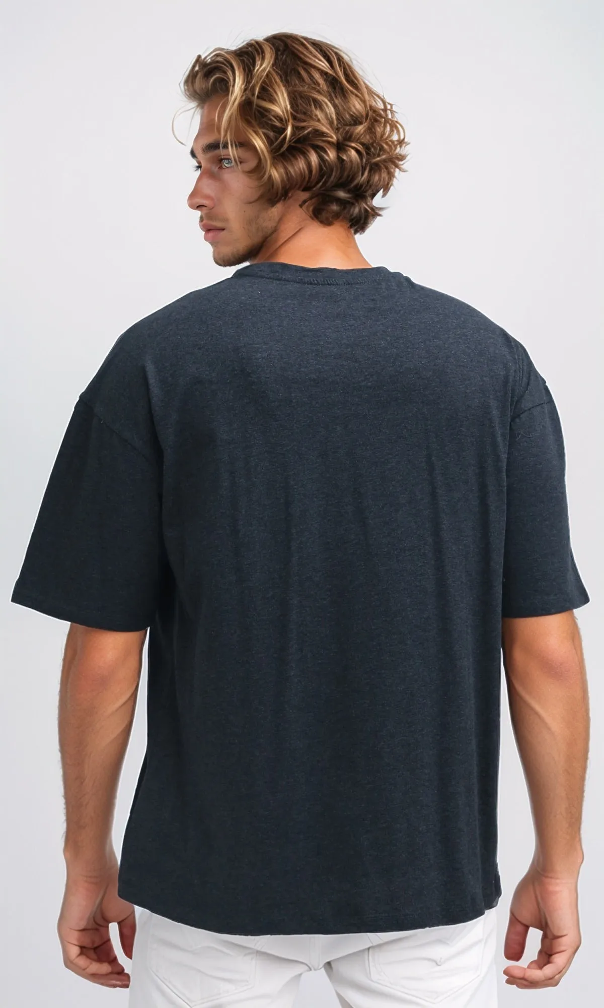 O182411 Heather Dark Grey Printed ''San Diego'' Cotton Tee
