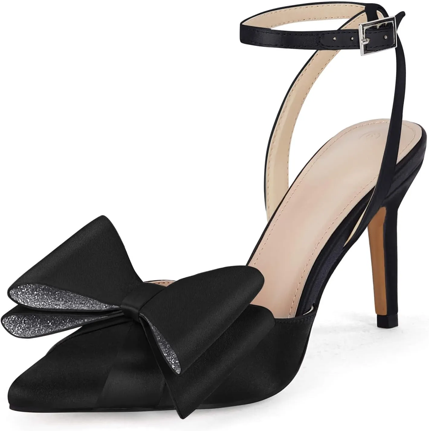 Rhinestone Pink Double Bow Ankle Strap Stiletto Heels