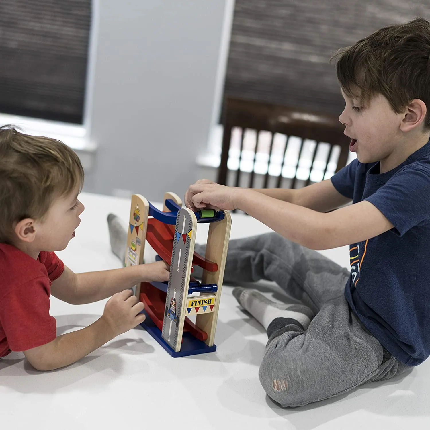Ryan's World - Ramp Racer - Wooden Car Race Track with 4 Wooden Race Cars