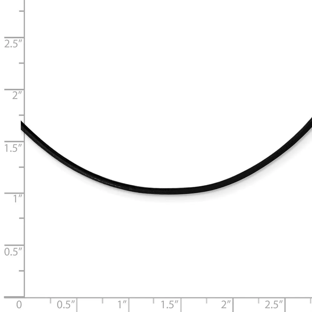Stainless Steel Black Leather Cord 18in Necklace