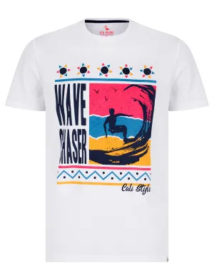 Surf Sil Motif Cotton Jersey T-Shirt in Bright White - South Shore