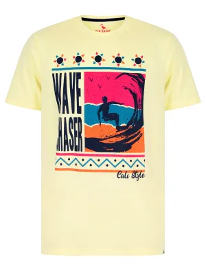 Surf Sil Motif Cotton Jersey T-Shirt in Transparent Yellow - South Shore